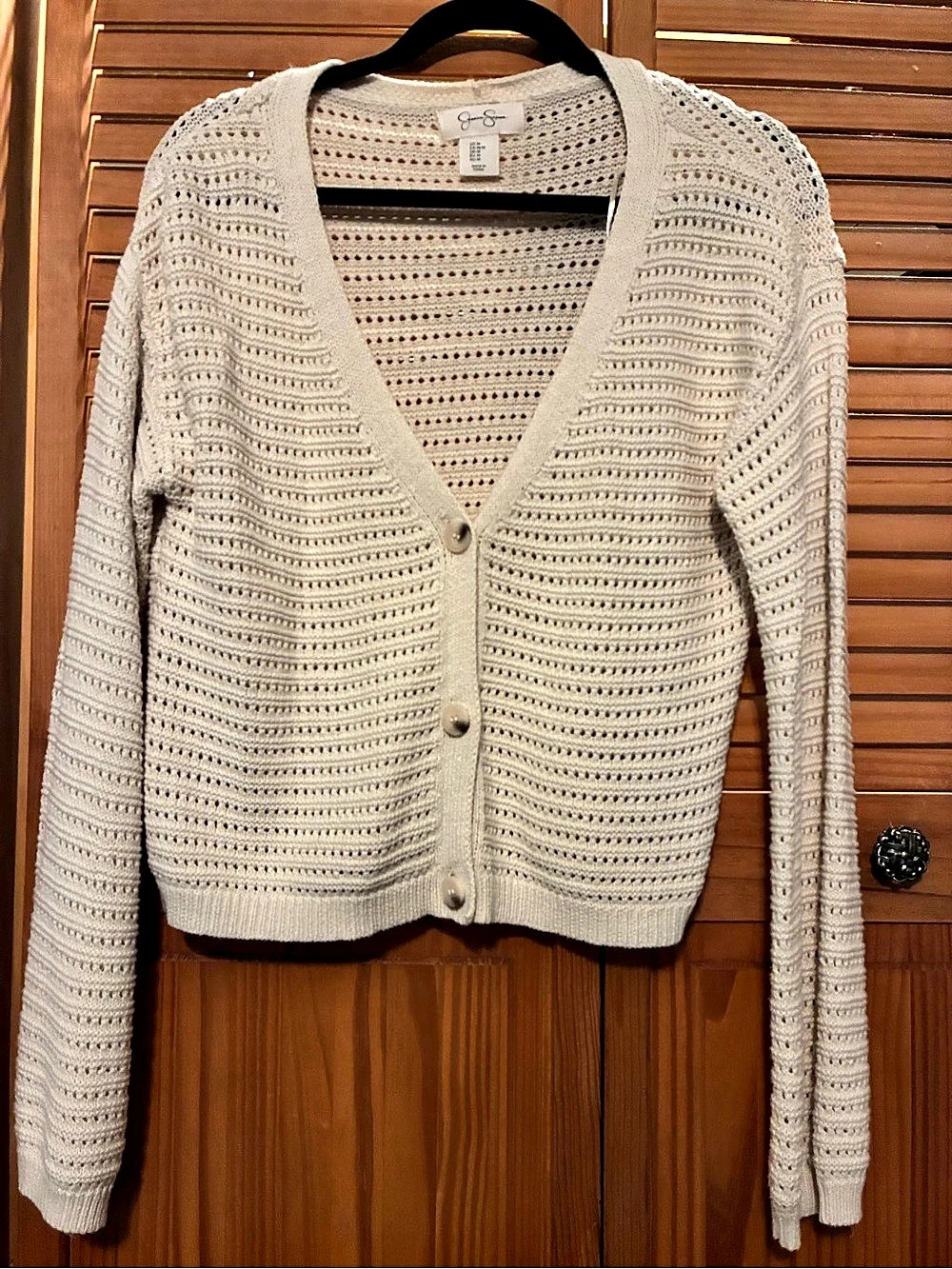 Jessica Simpson Open Knit Button Front Cardigan Size Medium Like New